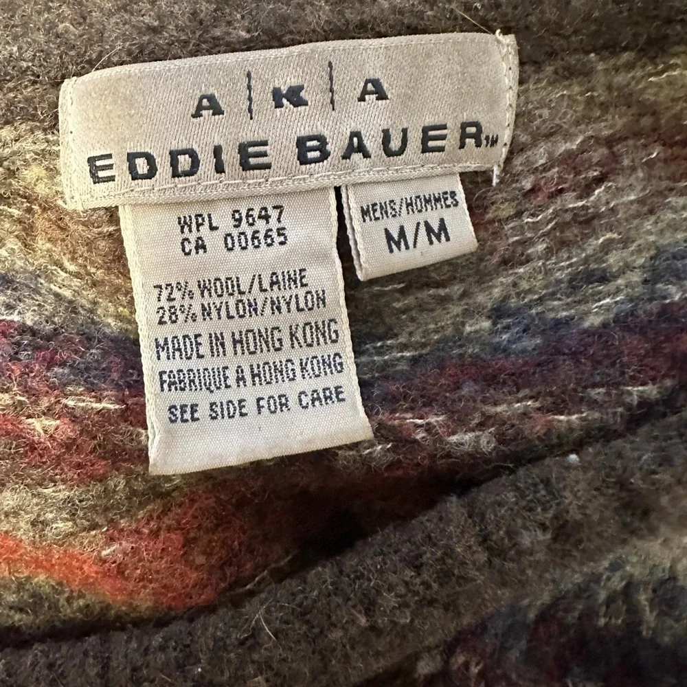 Eddie Bauer Men's Wool Blend Fair Isle Crewneck Sweater Medium VINTAGE AKA - Picture 7 of 8